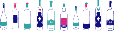 illustration de 10 bouteilles de mezcal